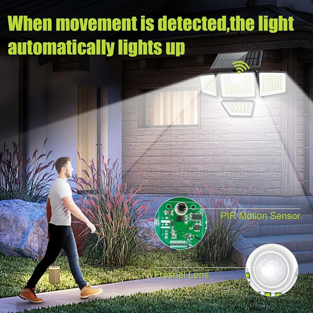 270° Wide Angle Solar Security Lights - Waterproof