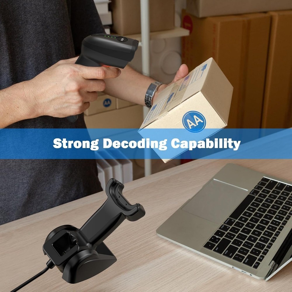 Rechargeable Barcode Scanner with Bluetooth Connectivity and Shock Protection