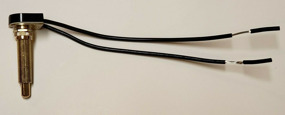 PUSH BUTTON ON-OFF BRASS PLATED CANOPY SWITCH SINGLE POLE 1 1/8" SHANK NEW 791G