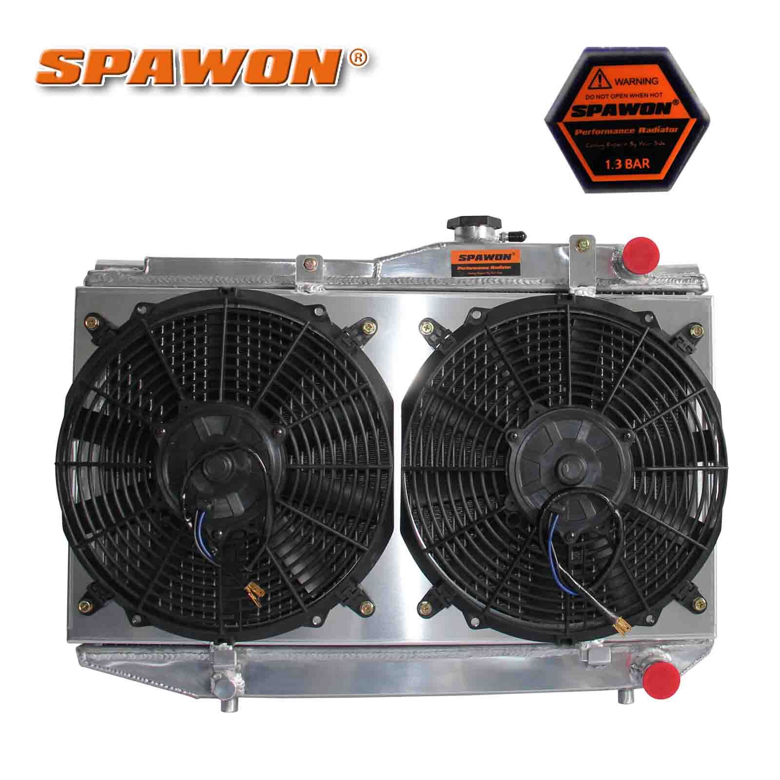 SPAWON Radiator With Fan Shroud For 1984-1987 Toyota Corolla DLX AE86 1.6L L4 MT