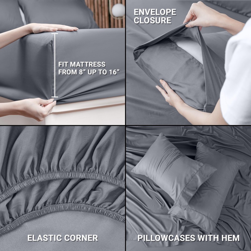 Queen - Utopia Bedding Bed Sheet Set - 4 Piece Bedding - Brushed Microfiber NEW