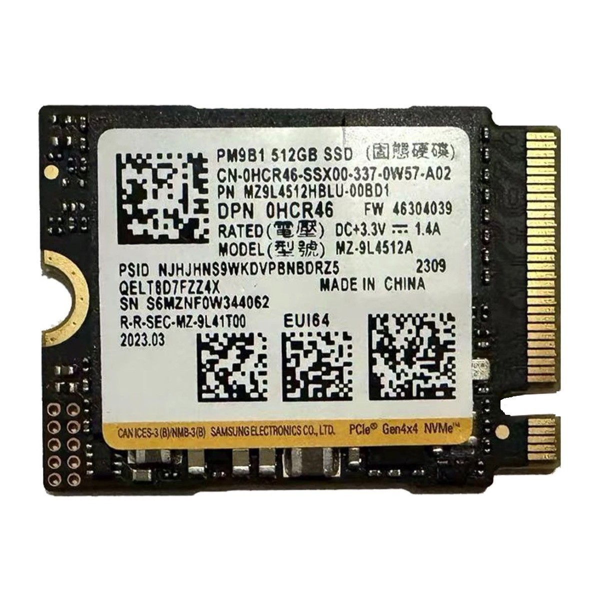 New Samsung PM9B1 BM9C1, 512GB PCle Gen4 x4 NVMe M.2 2230 SSD