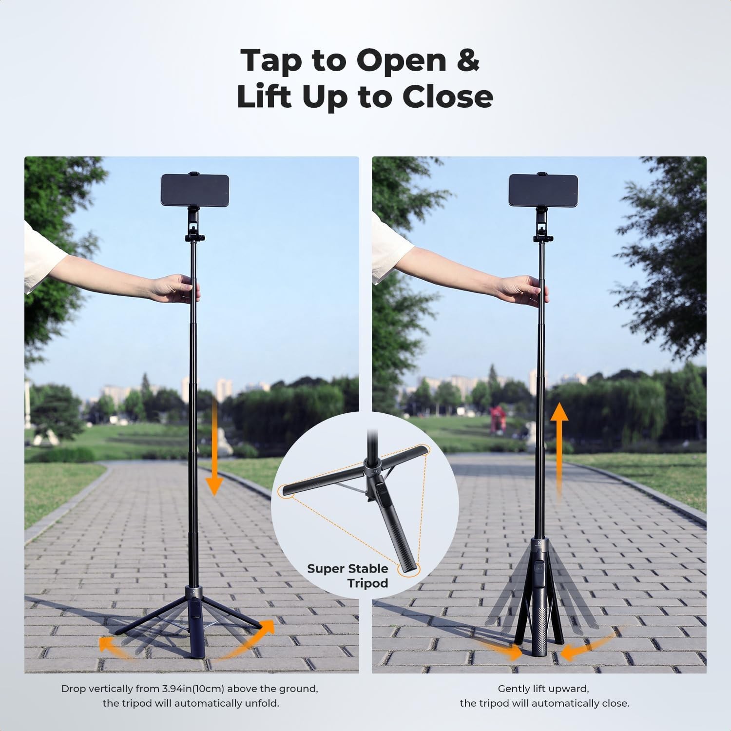 K&F CONCEPT Universal Phone Tripod Selfie Stick Tripod Stand for Phone, GoPro