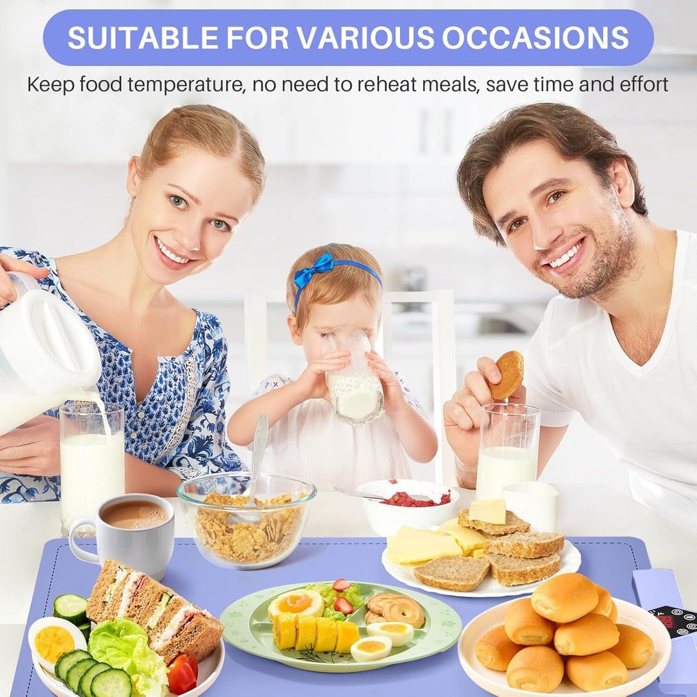 Foldable Food Warming Mat Rollable Buffet Electric Warming Tray Adjustable Temp.