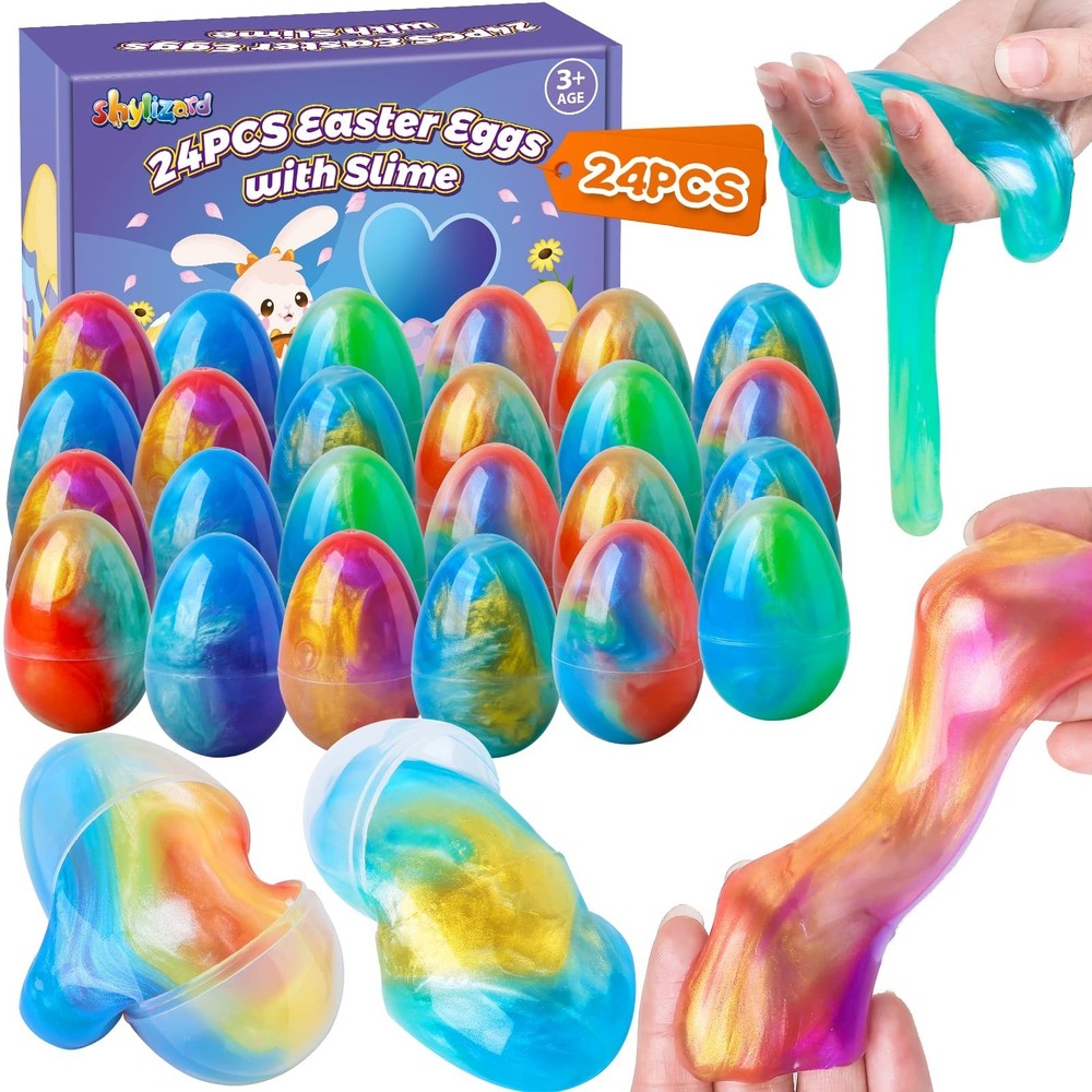 Prefilled Easter Eggs with Slime for Easter Basket Stuffers, Stress Relief Sl...