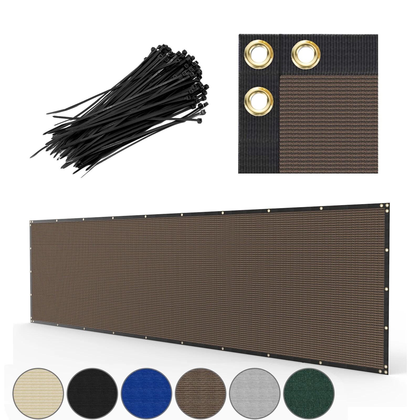 Fence Privacy Screen Mesh Cover Garden Yard 4' 5' 6' 8' Black Green Beige Brown