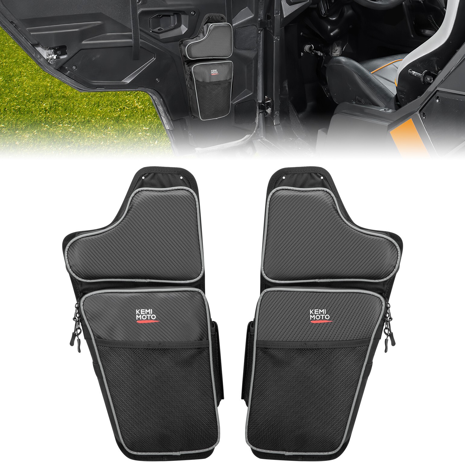 UTV Front Lower Door Bags W/Knee Pad For Polaris General 1000 / 4 1000 2016-2024