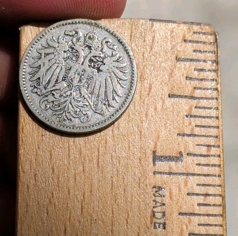 Antique 1894 10 Heller Austria Coin Double Headed Eagle