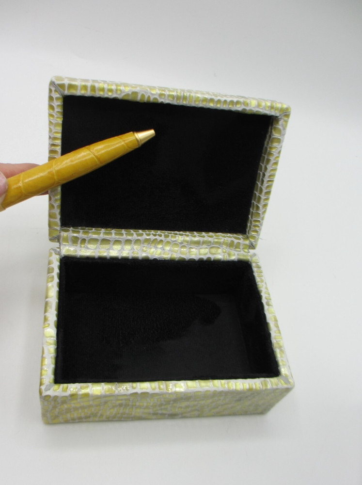 Leather Box Small Embossed Graphic Image Yellow Multicolor
