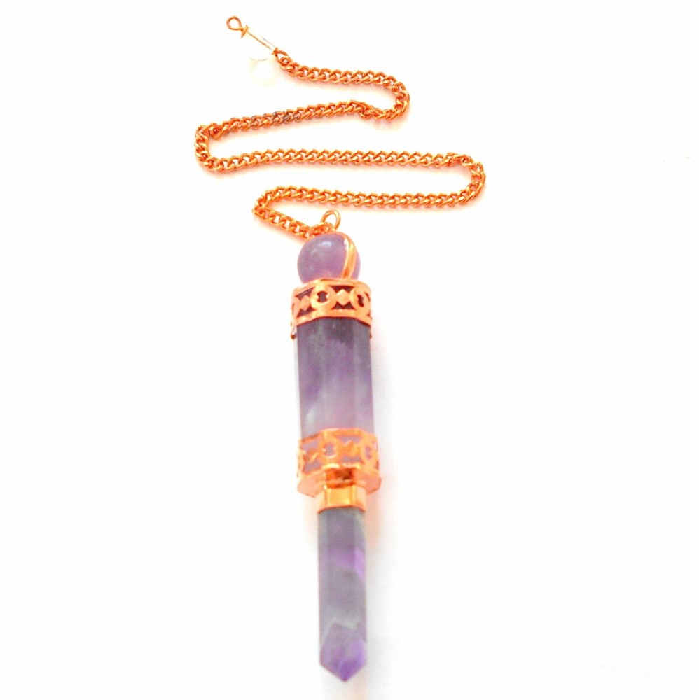 Amethyst and Copper Wand Pendulum for Divination and Dowsing