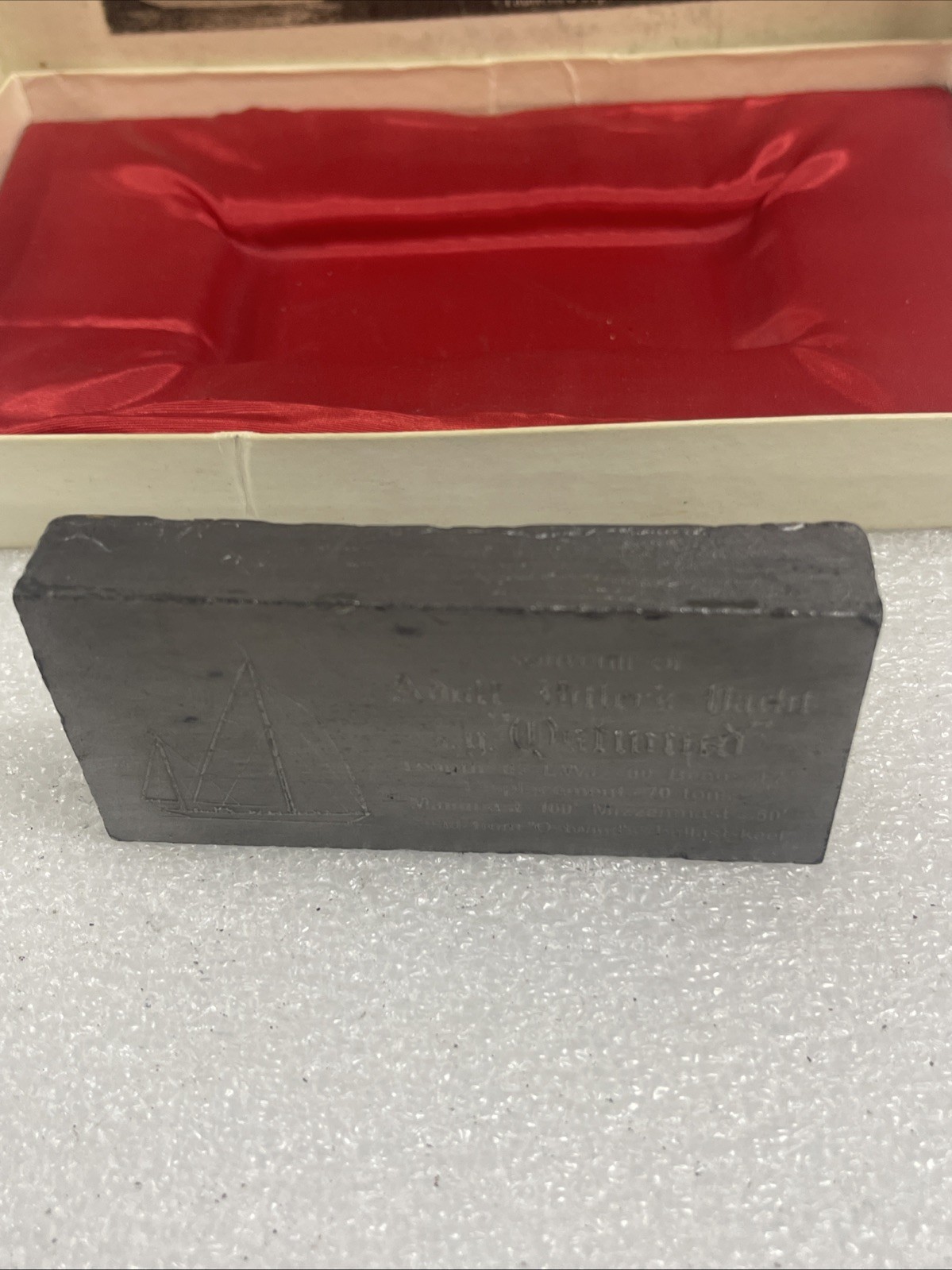 Hitler Lead Ingot S. Y. Ostwind Plaque 4” X 2”1/2" #150 With Original Box