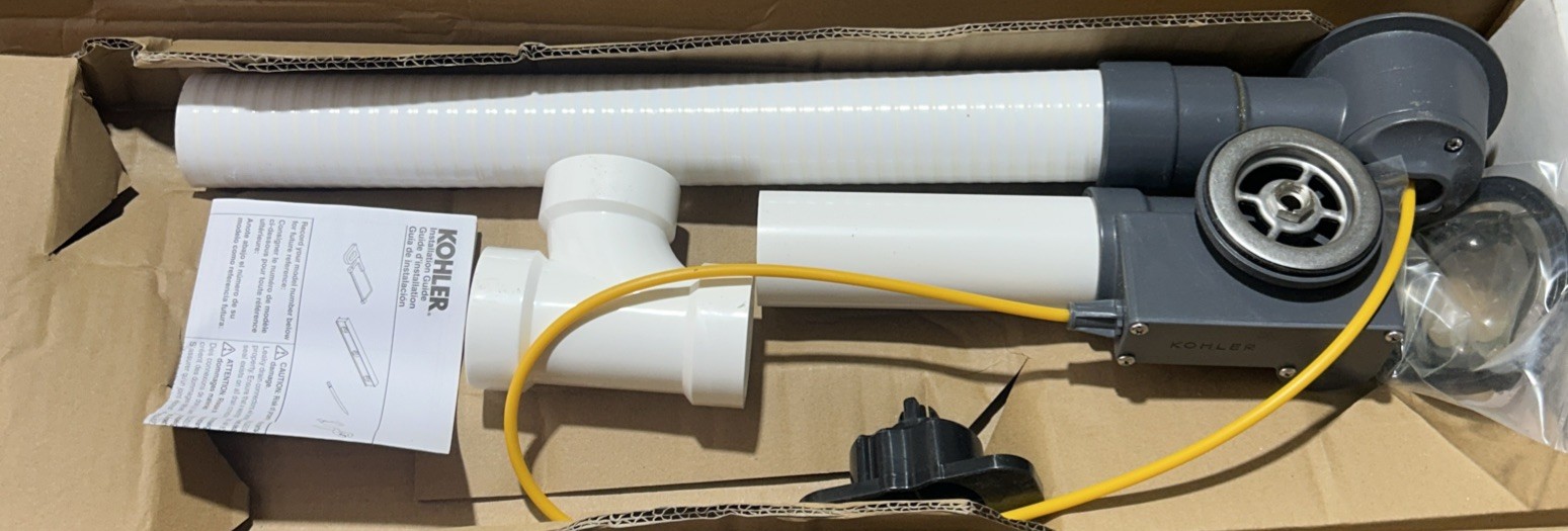 Kohler 37383-NA PureFlo PVC Rough-In Cable Bath Drain, 30" Cable with Tubing