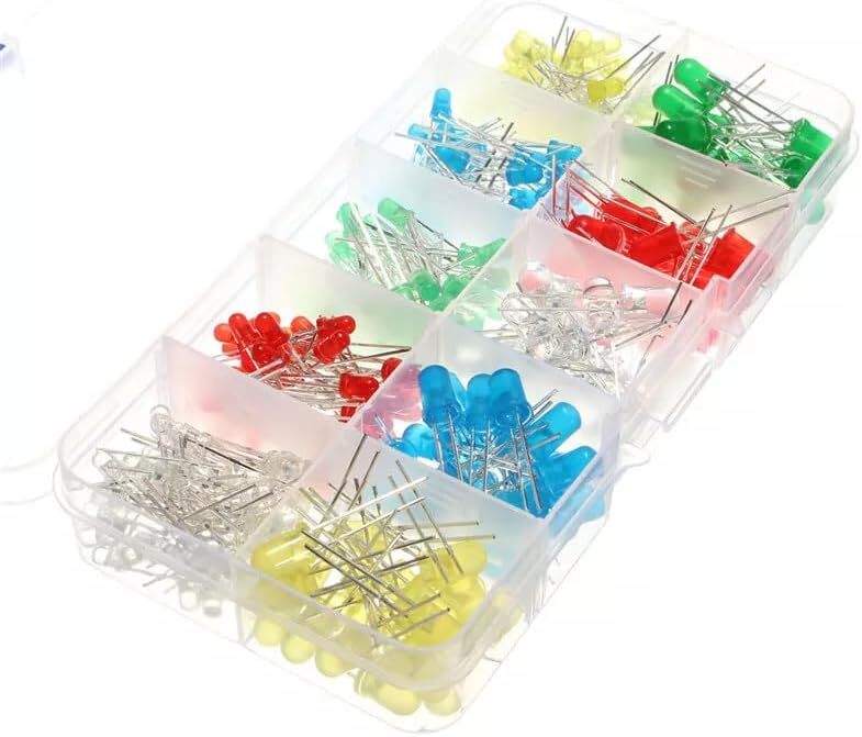 300Pcs 5mm 3mm LED Light Kit Yellow White Blue Red Green Assortment with Case