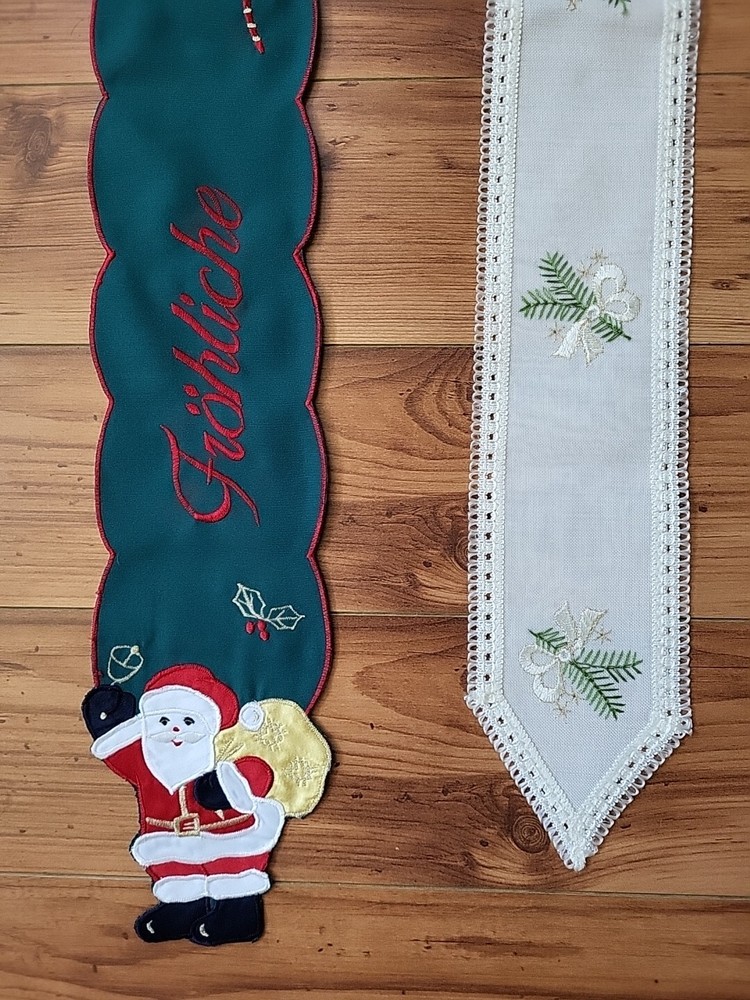 Two Christmas Table runners 64", 66"
