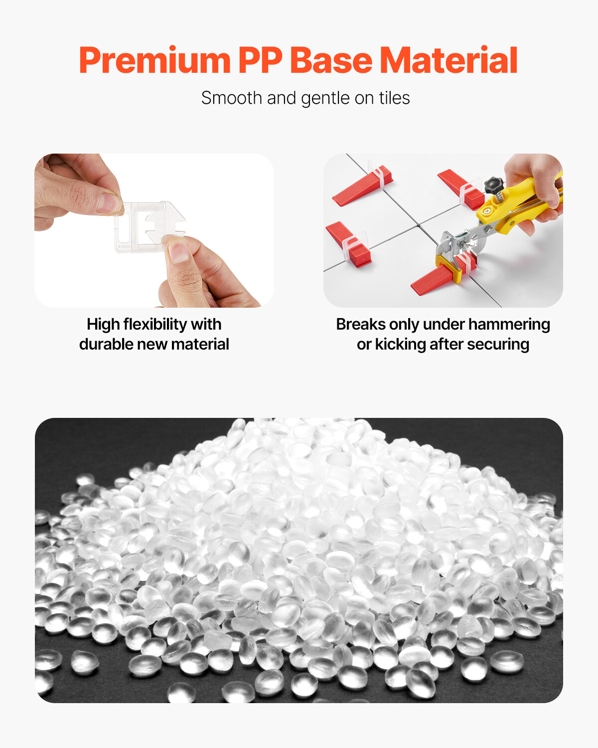 Tile Leveling System 1/8" (3 mm) 700pcs Tile Spacers+200 Reusable Wedges 1 Plier