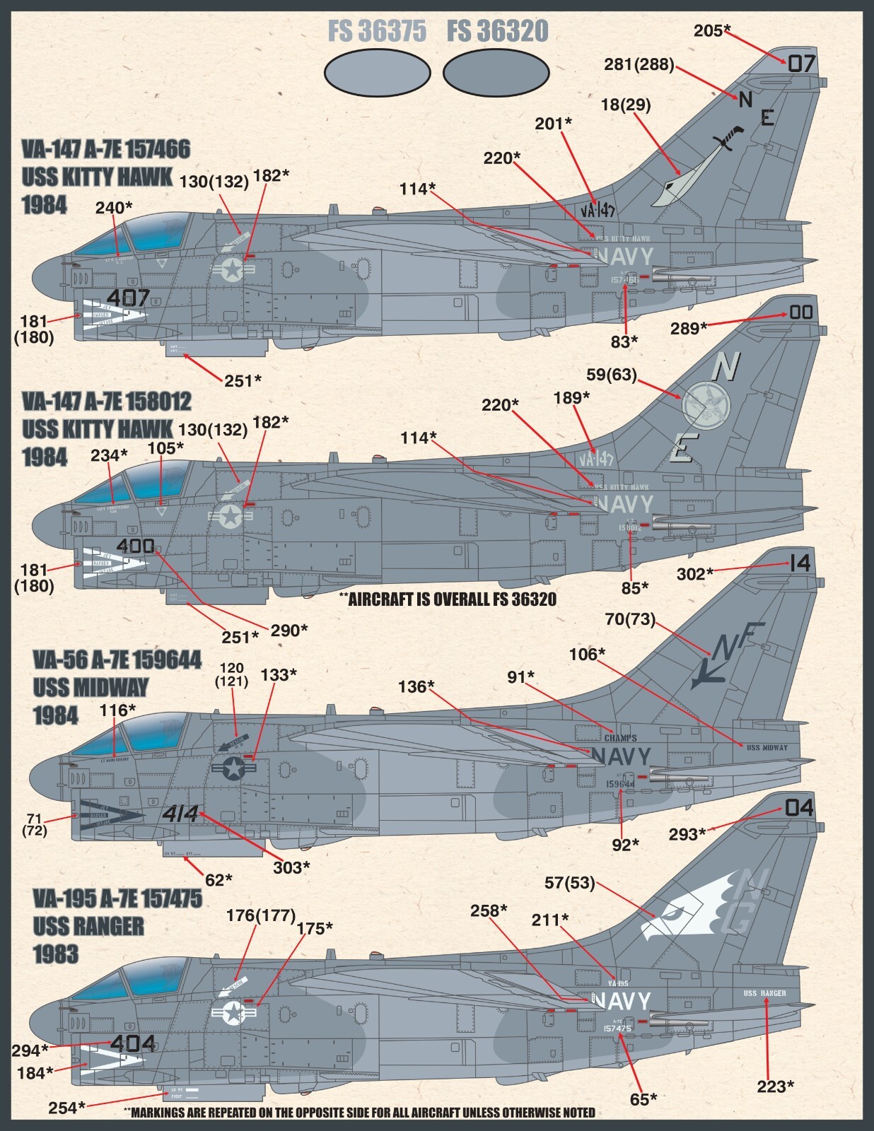 1/48 Furball A-7E "Lo-Viz SLUFs" Decals for the Hasegawa Kit