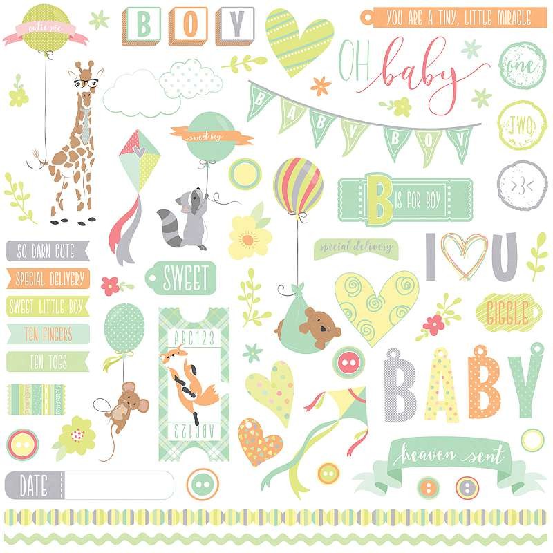 About A Little Boy Stickers 12"X12" Elements