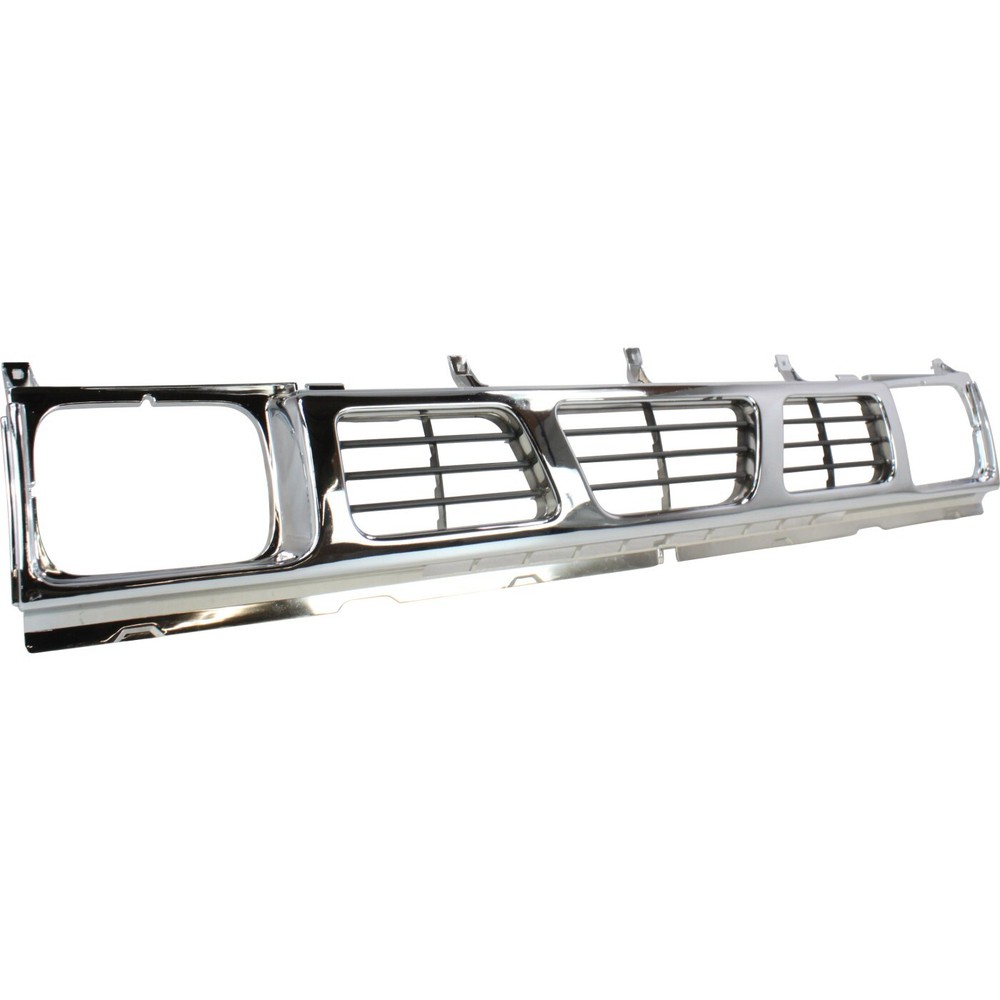 Grille For 93-97 Nissan Pickup Chrome Shell w/ Gray Insert Plastic
