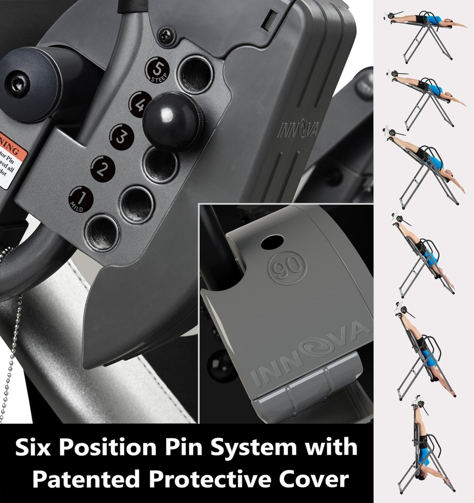 Ergonomic Reversible Inversion Table with Adjustable Headrest and 300 lb Capa...