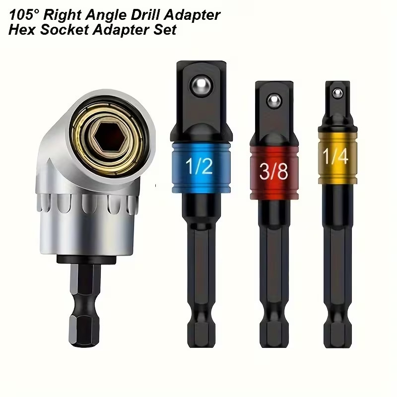 4‑Piece Socket Adapter Kit with Hex Shank Bits & Impact Grade Power Tool Set