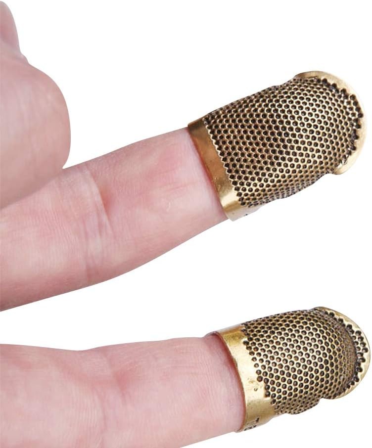 4 Pack Sewing Thimble Finger Protector, Adjustable Metal Shield...