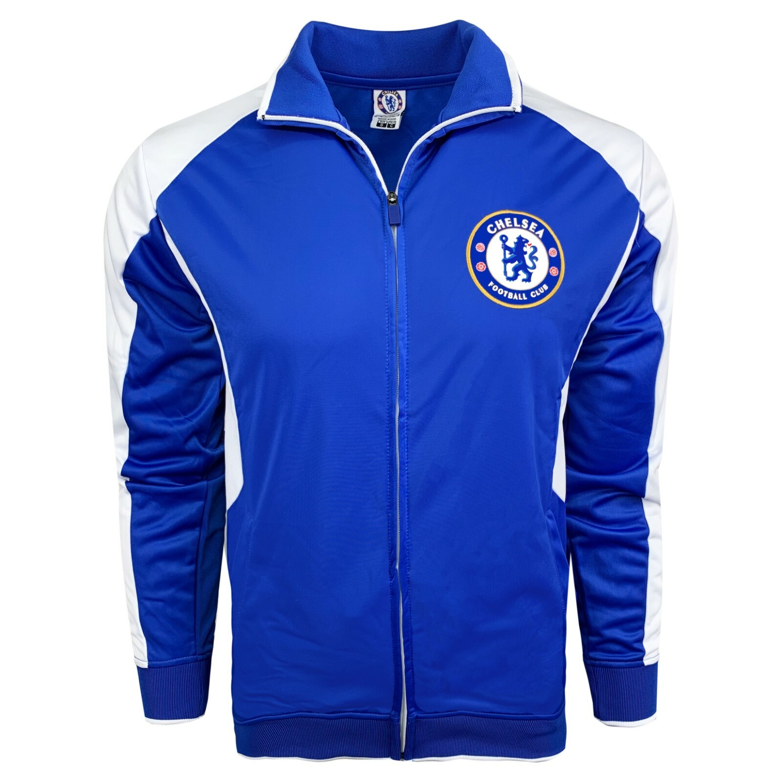 Rhinox Chelsea FC Jacket Full-Zip Blue White Licensed Track Top Fan Gear NEW