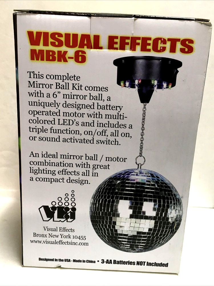 Visual Effects - MBK - Mirrored Disco Ball - 6 in. NEW IN BOX