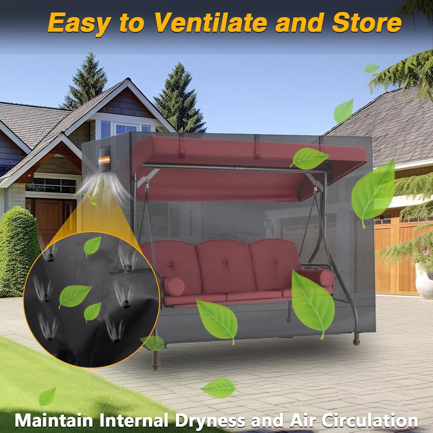 Outdoor Swing Cover 3 Triple Seater Waterproof Patio Swing Canopy Cover us