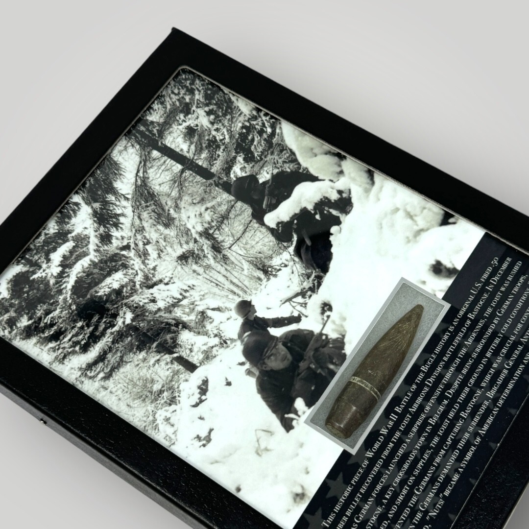 WWII Battle of the Bulge Bastogne Ardennes 1944-45 Military Gift Display COA