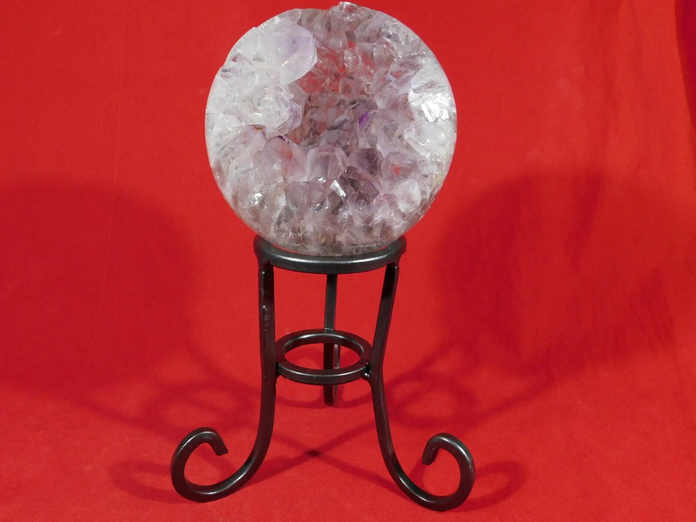 Sphere Display Stand Scroll Design Dark Silver Medium Size