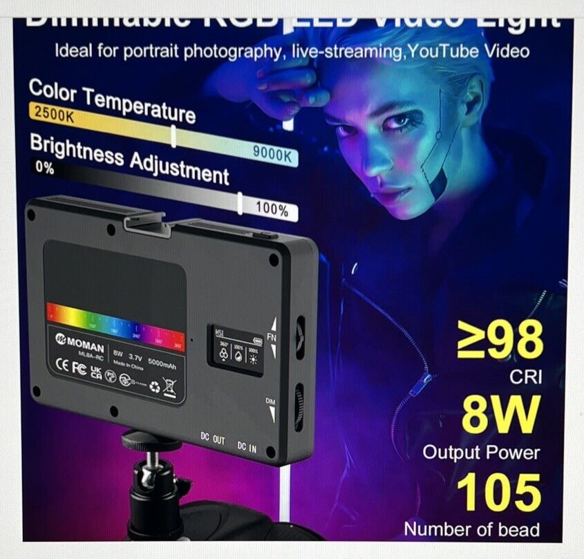 Moman ML8A-RC RGB LED Camera Light