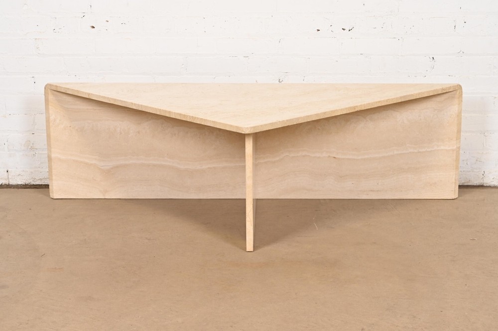 Modern Italian Travertine Triangular Coffee Table, Circa 1970s