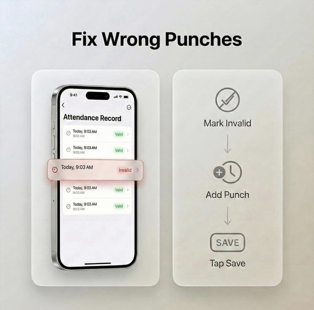 App-Based Time Clock – Fingerprint Attendance for Small Business, iOS/Android