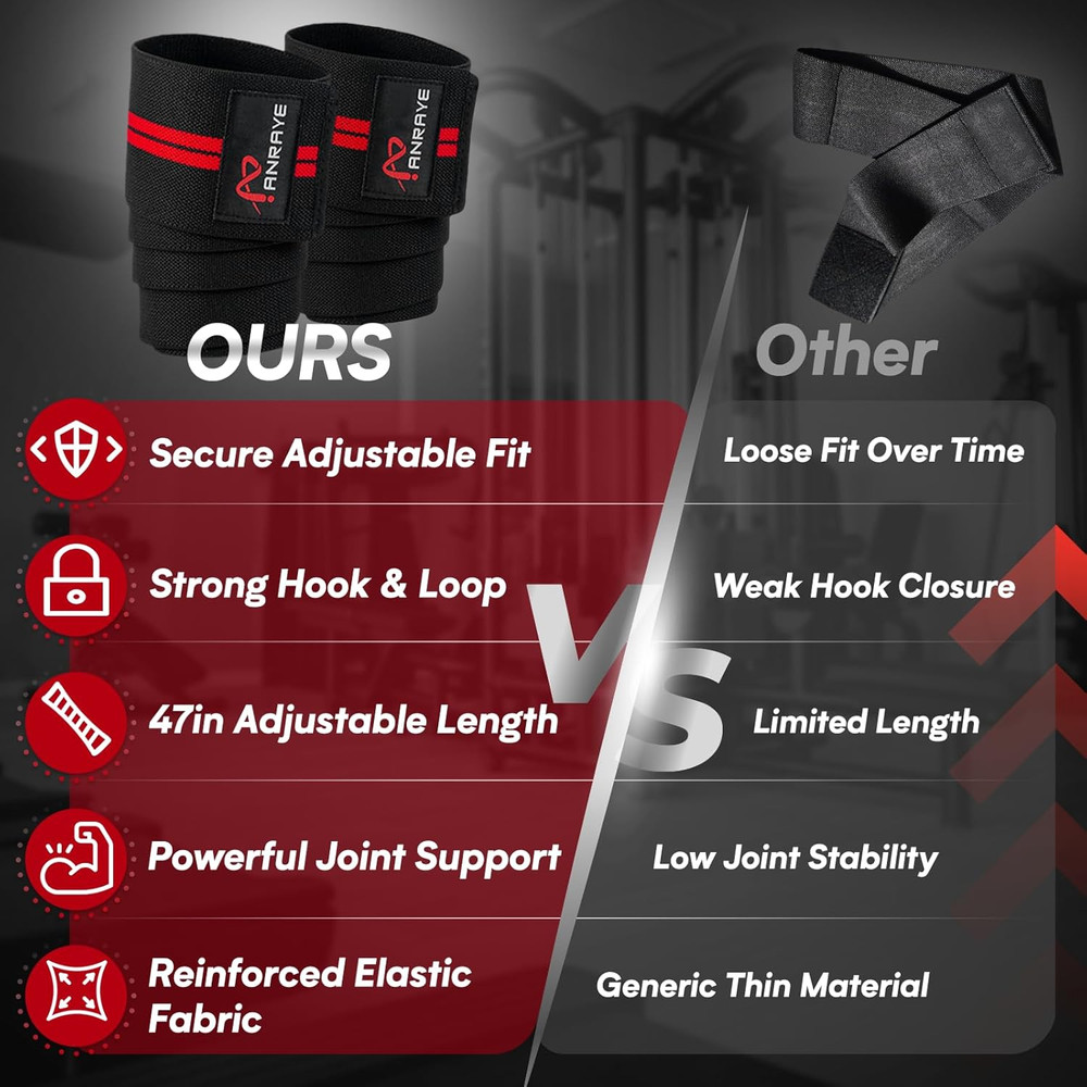 Anraye Elbow Wraps for Weightlifting - 47" Adjustable Compression Straps & Brace