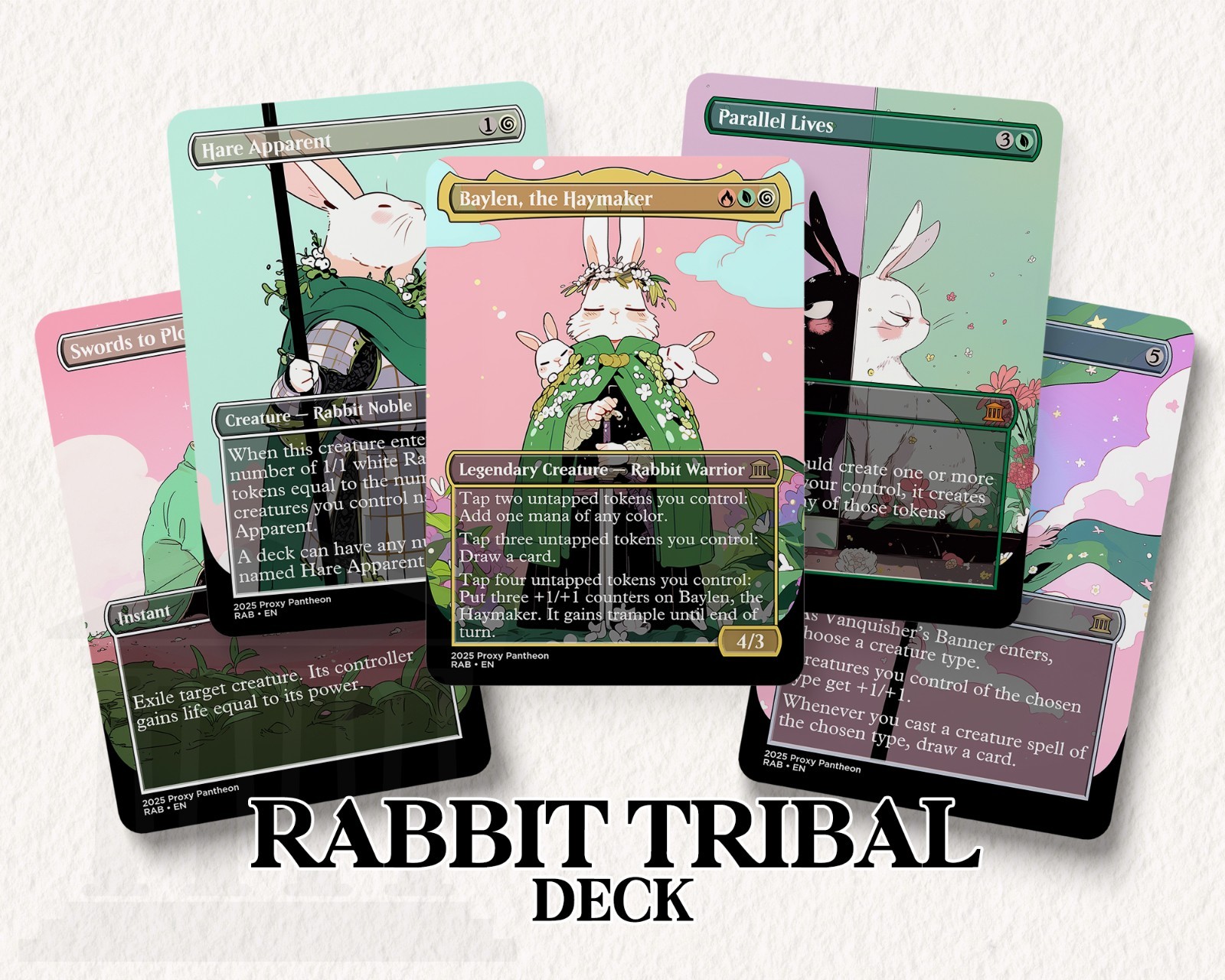 Rabbit Tribal Proxy Deck | 108 Playtest Cards | High Quality Altered Art
