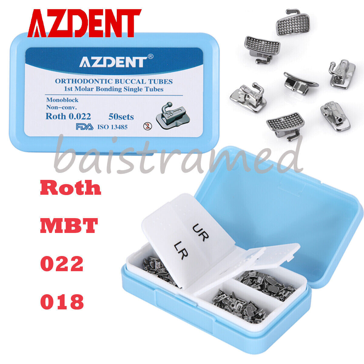 Tubos bucales de ortodoncia dental 1er molar Bondable Roth MBT 022 monobloque