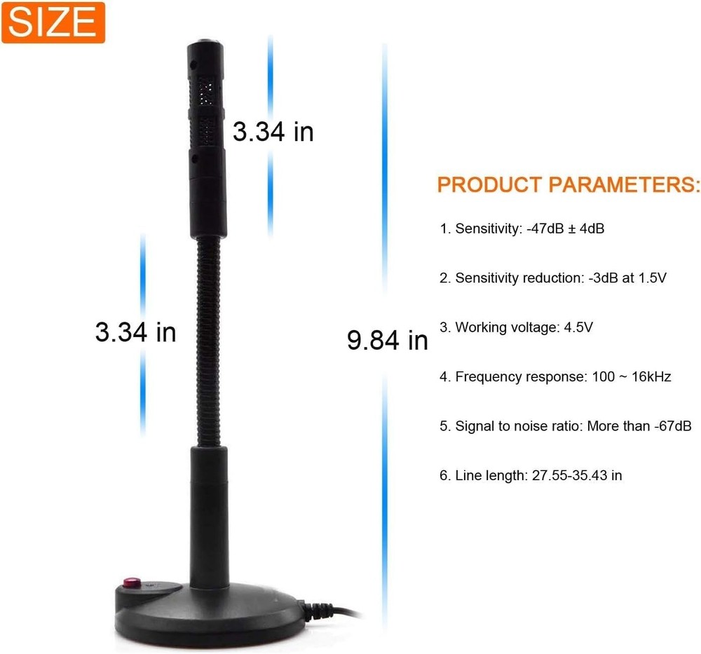 Plug-and-Play USB Desktop Microphone with LED Mute Control & Adjustable Stand