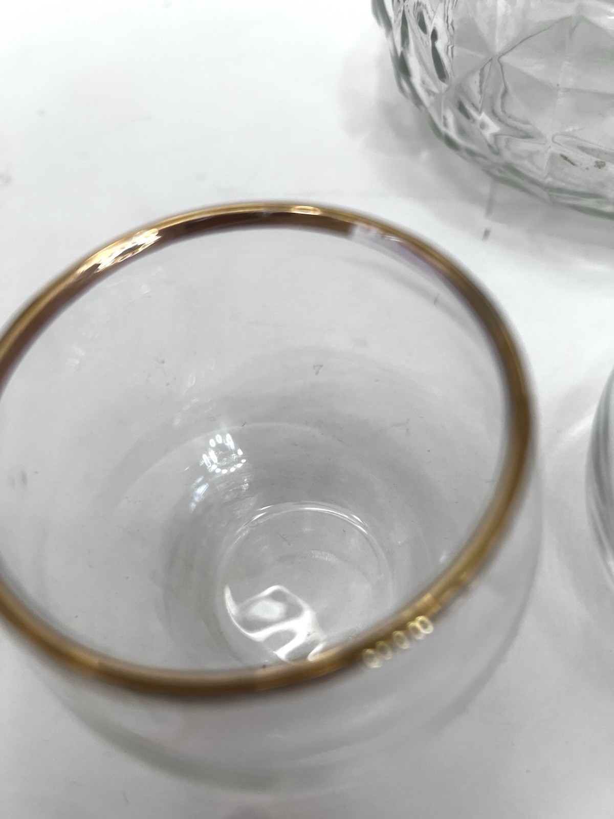 Vintage Park Sherman Liquor Dispenser Set with Brass Pump and 6 Gold Rim Glasses