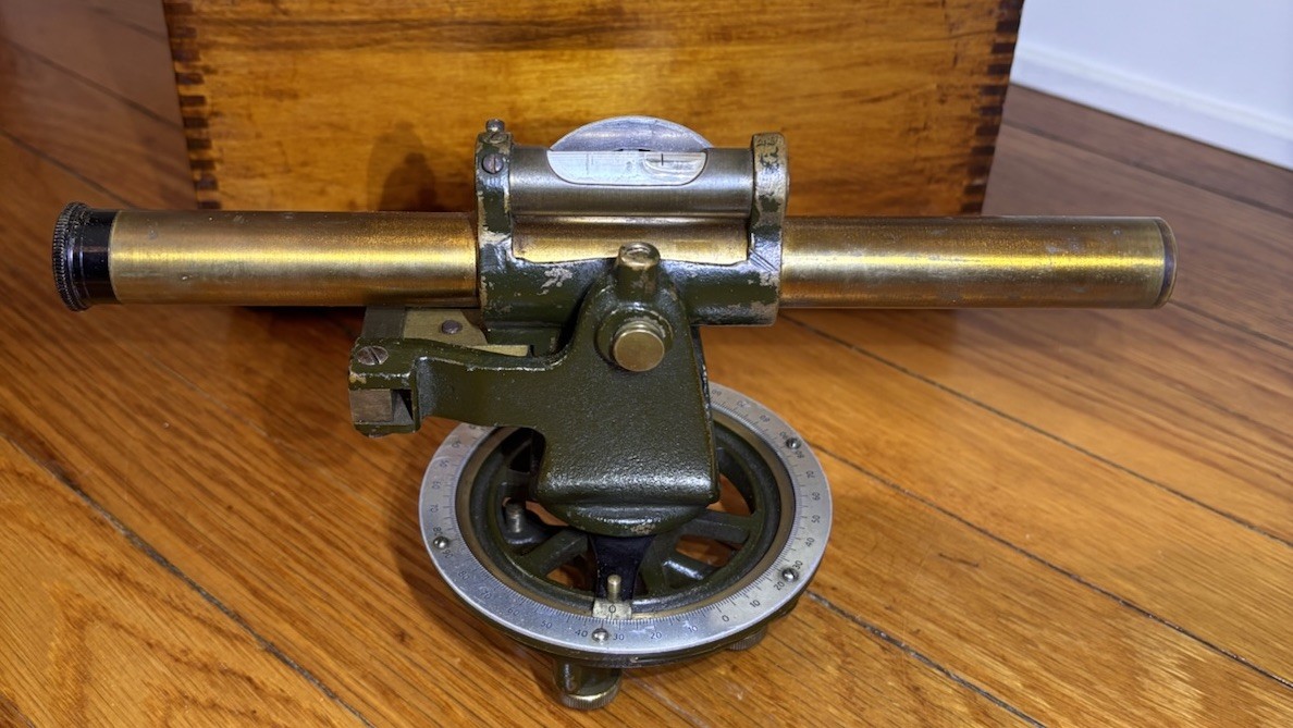 Vintage Sears Craftsman Surveying Transit Bubble Level Brass Scope Wooden Box