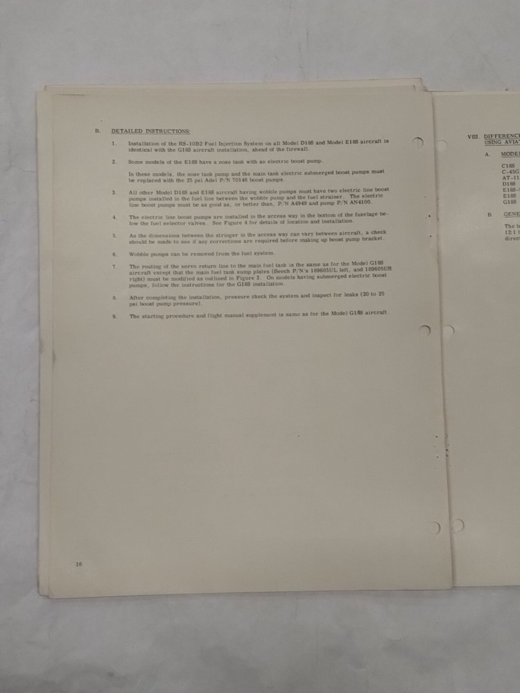 Bendix Model RS-10B2 Fuel Injection System Installation Instructions-Original