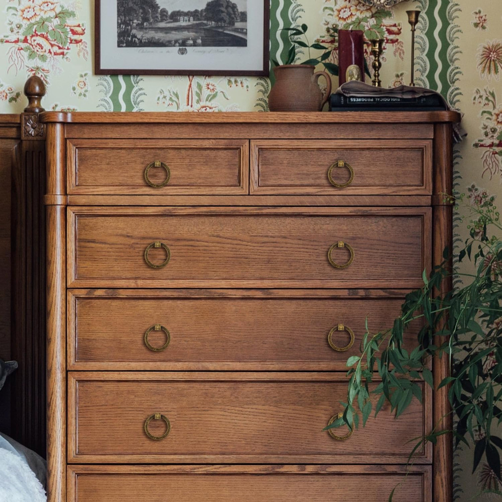 12Pcs 2.0" X 1 7 8 Solid Brass Antique Brass Pulls for Dresser Drawer Ring Pulls