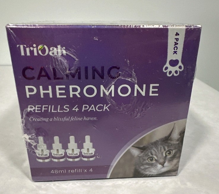 Calming Pheromone Refills for Cats 4 Pack TriOak Stress Relief Diffuser Refills