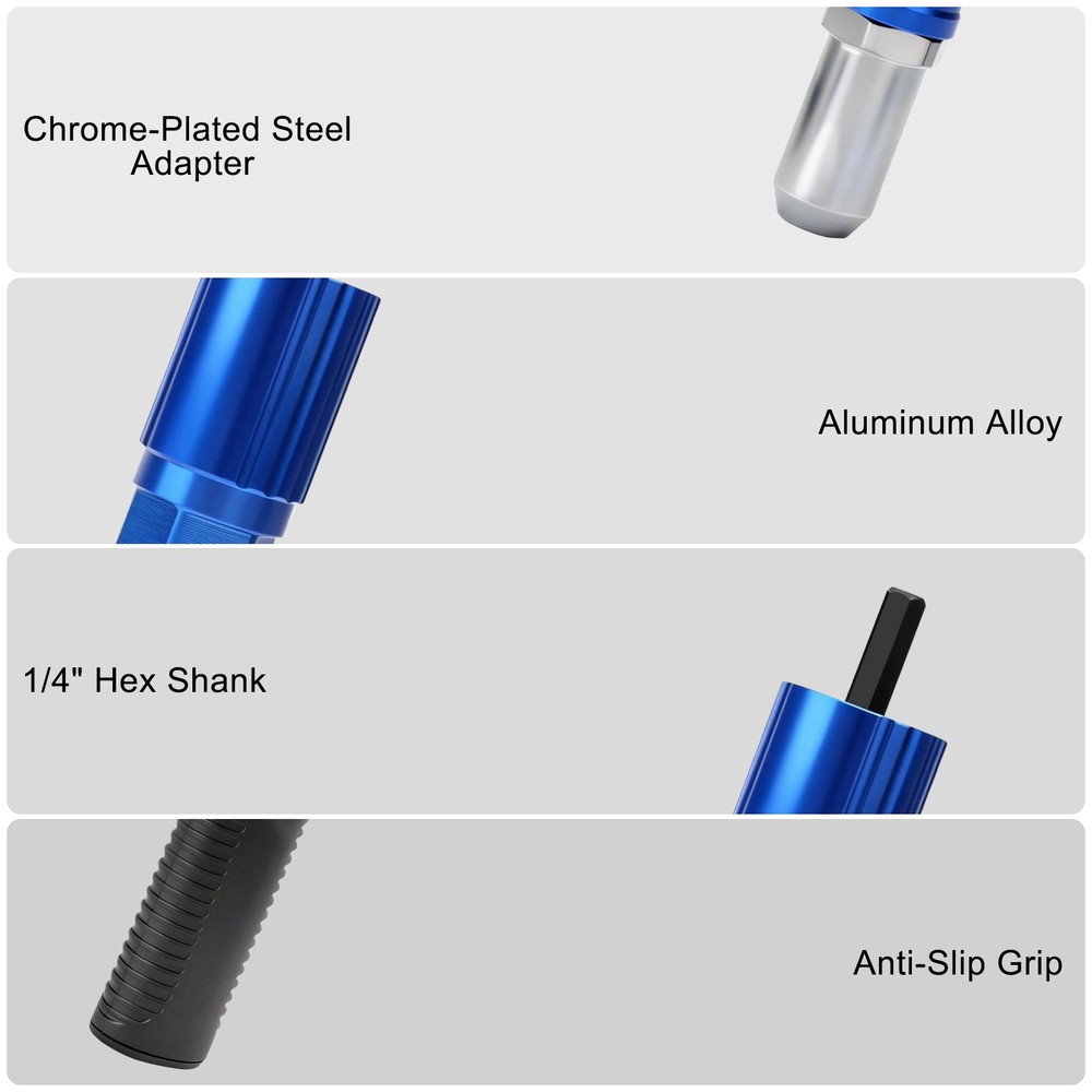 Electric Rivet Nut Gun Adapter Cordless Riveting Tool Insert Nut Drill Tool Kit