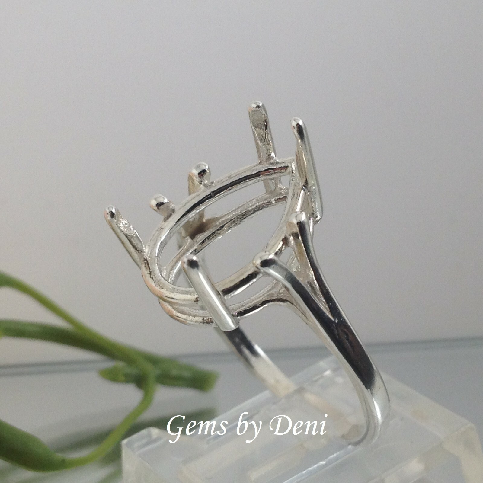 (7x5-20x15mm) Pear Wire Mount Sterling Silver Pre-Notched Ring Setting Size 5-9