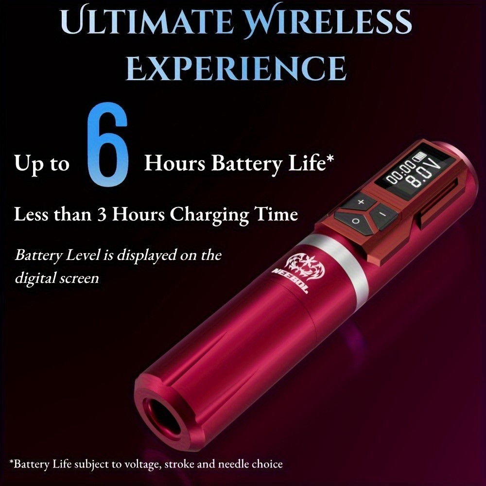 Wireless Tattoo Gun Kit Complete Rotary Pen Machine With Power Supply Ink Needle