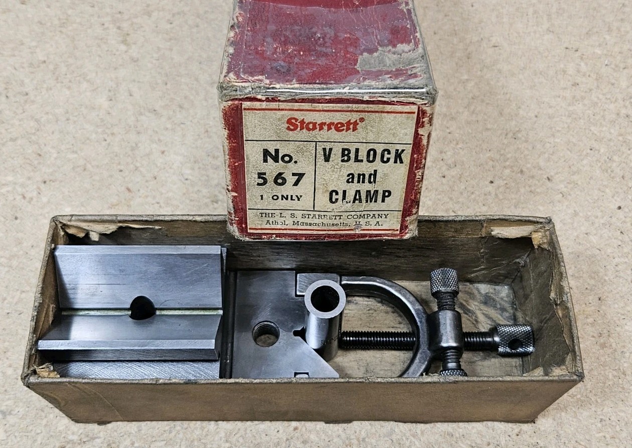 Starrett No. 567 Hardened V-Block with clamp - Made in the U.S.A.