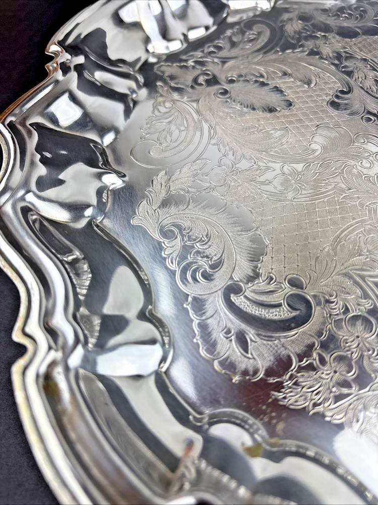 Vintage W&S Blackinton Oval Footed Silver Serving Tray 14 x 11" ~ FREE SHIPPING