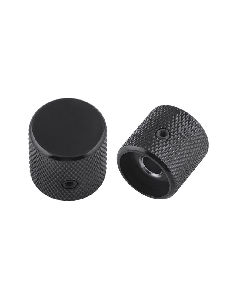 Rubatone Metal Guitar Knobs Flat Top Control with Black Knurled