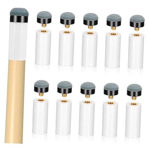 10Sets PPool Cue Tips Replacement Kit, No Glue Pool Cue Tips with White
