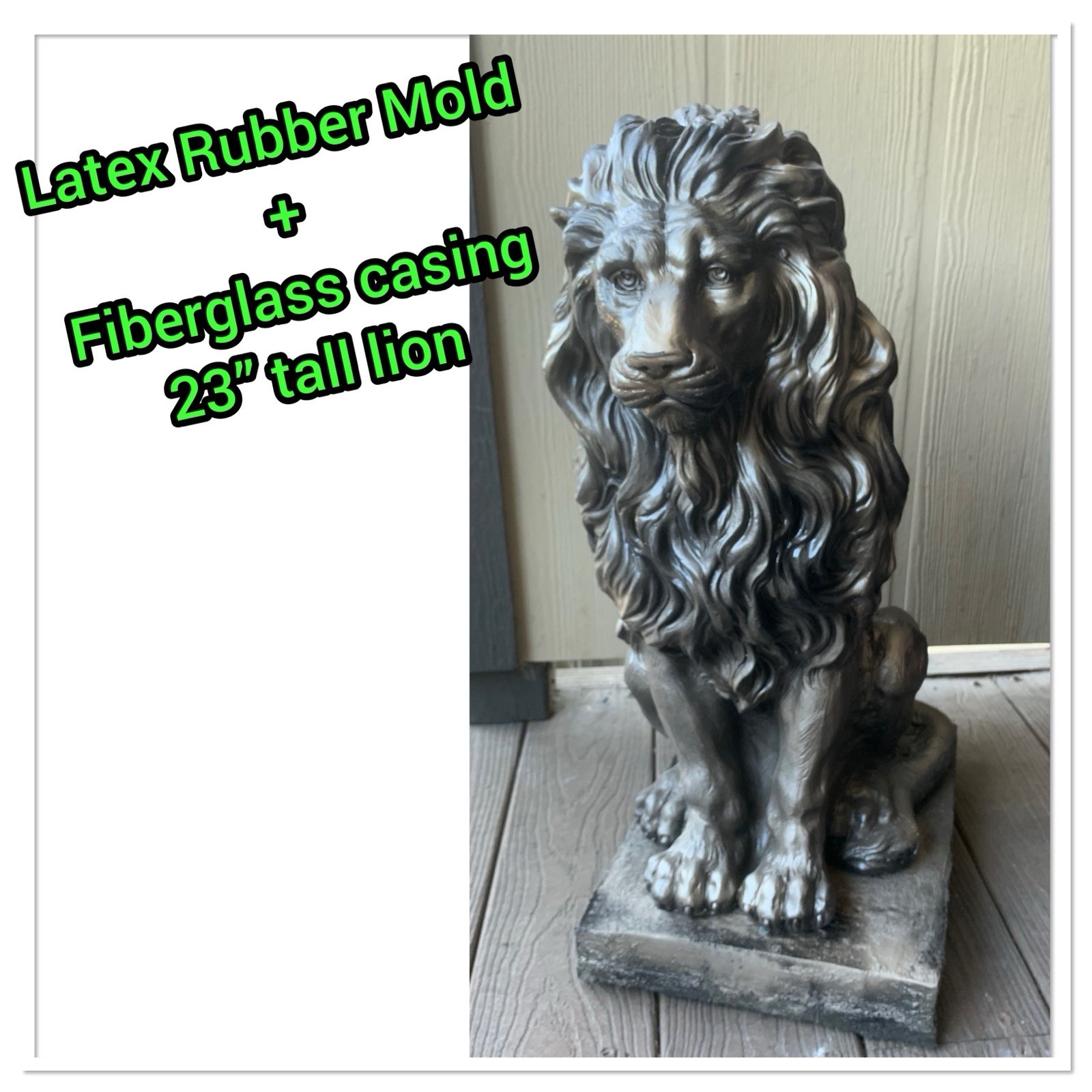 LATEX RUBBER MOLD + Fiberglass casing Large Lion H. 23” YKM-5119A Made In USA